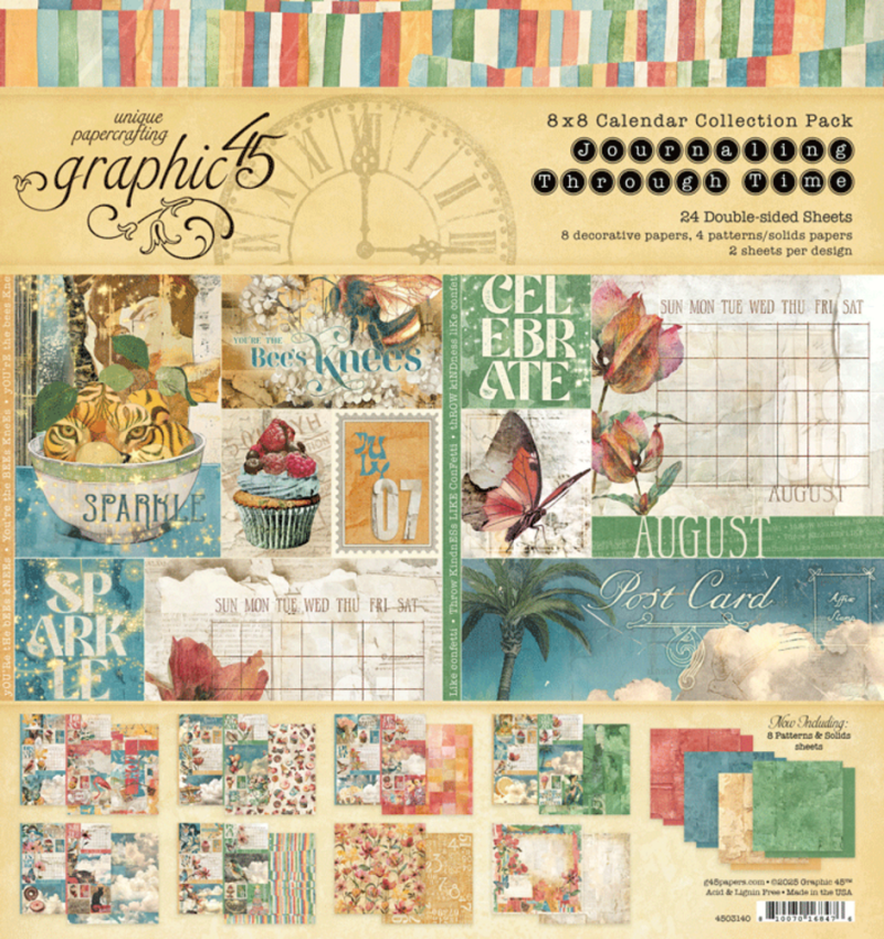 Graphic 45 - Designpapier "Journaling Through Time" Collection Pack 8x8 Inch - 24 Bogen