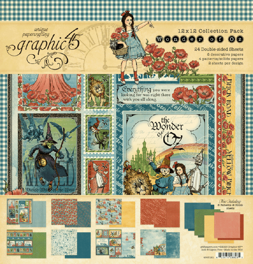 Graphic 45 - Designpapier "Wonder of Oz" Collection Pack 12x12 Inch - 24 Bogen