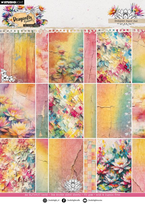 Studio Light - Designpapier "Dragonfly Dreams" Designer Paper Pad A4 - 36 Bogen