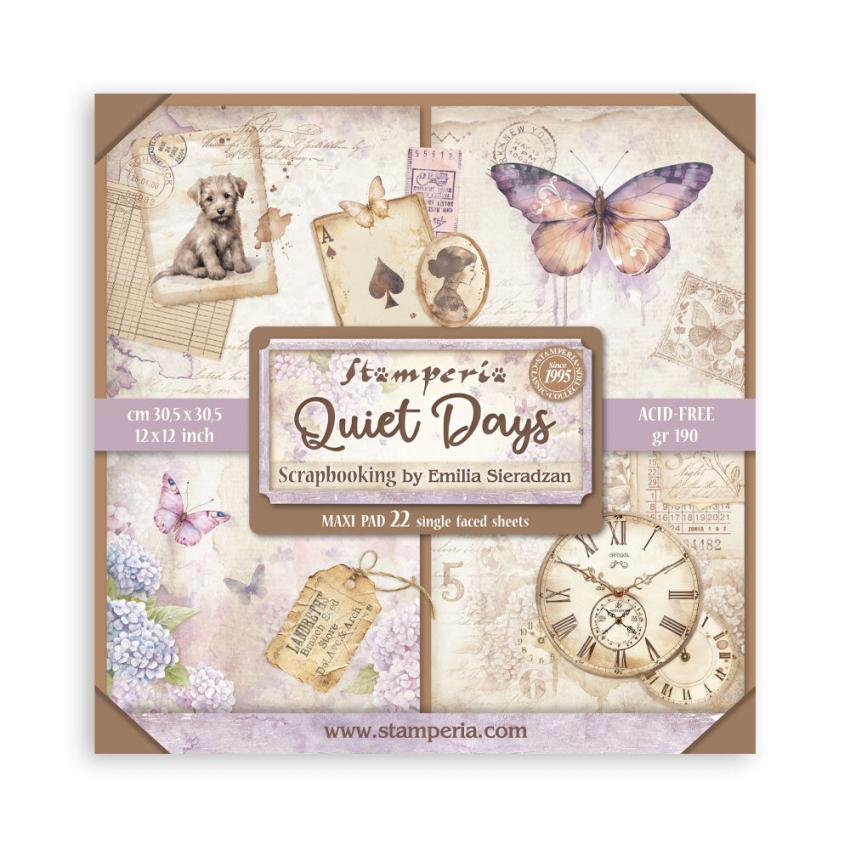 Stamperia - Designpapier "Quiet Days" Maxi Paper Pack 12x12 Inch - 22 Bogen
