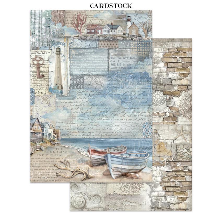Stamperia - Papier, Aufkleber & Stanzteile "Silent Sea" Junk Journal Backgrounds,Stickers,Cut-Outs
