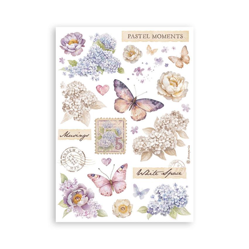 Stamperia - Washi Papier "Quiet Days" Washi Pad 14,8x21cm - 8 Bogen