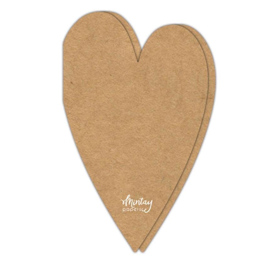 Mintay Papers - Kartenbasis "Heart 2" Card Base Kraft 12,5x20,5cm - 5 Stück