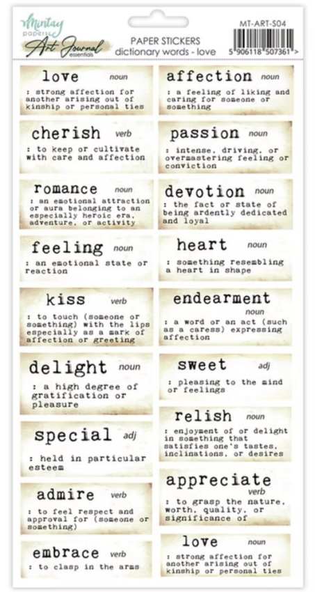 Mintay Papers - Aufkleber "Dictionary Words Love" Paper Sticker Words 6x12 Inch