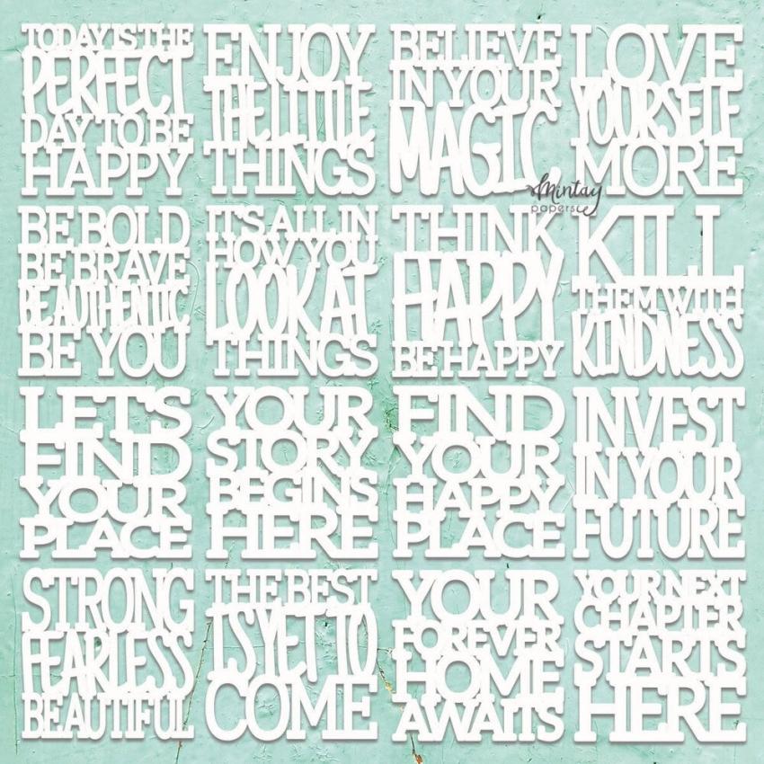 Mintay Papers - Stanzteile "Motivational Words" Chipboard - Chippies Decor 12x12 Inch
