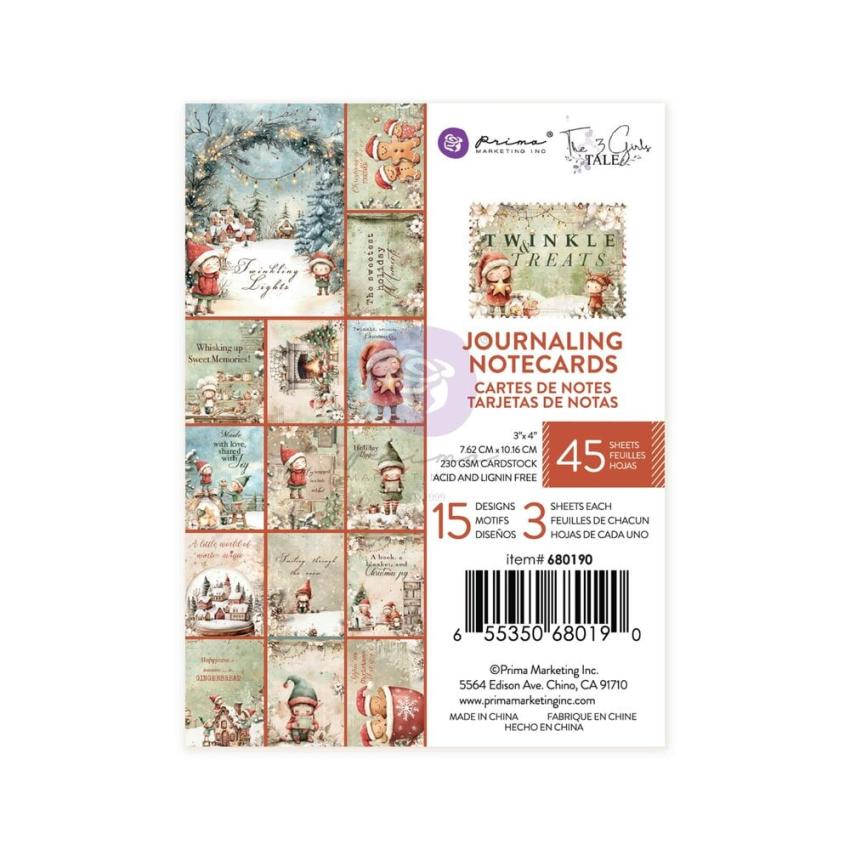 Prima Marketing - Designpapier "Twinkle & Treats" Paper Pack - Journaling Cards 3x4 Inch - 45 Bogen