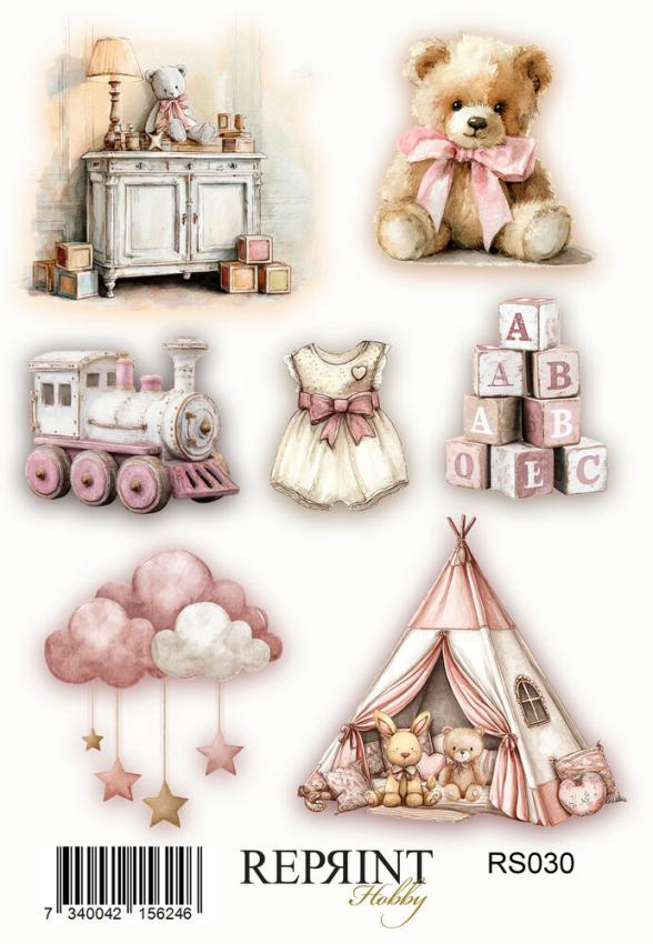 Reprint - Aufkleber "Happiness Baby Girl" Sticker 10x21cm - 3 Bogen