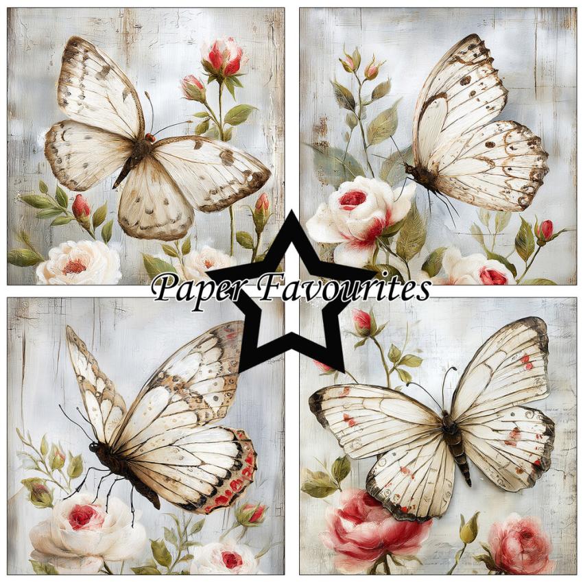Paper Favourites - Designpapier "Grunge Butterflies" Paper Pack 6x6 Inch - 24 Bogen