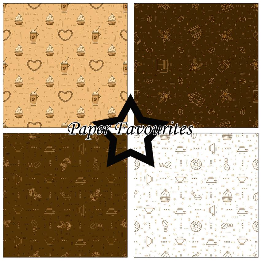 Paper Favourites - Designpapier "Coffee" Paper Pack 12x12 Inch 8 Bogen
