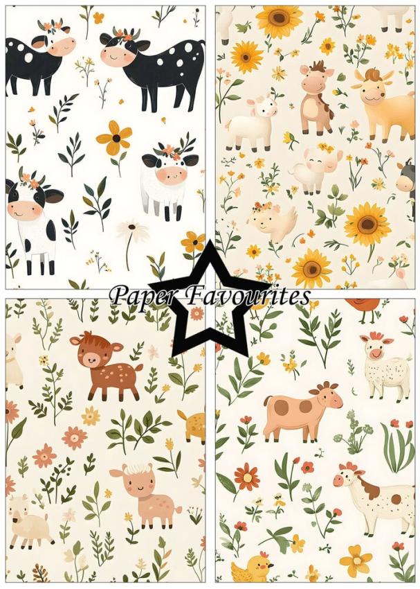 Paper Favourites - Designpapier "Cute Farm Animals" Paper Pack A5 - 24 Bogen