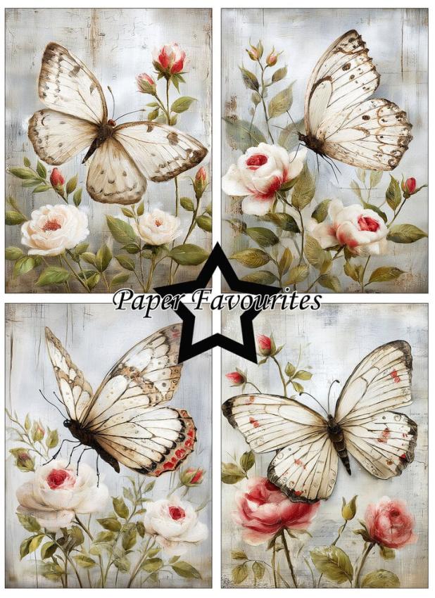 Paper Favourites - Designpapier "Grunge Butterflies" Paper Pack A6 - 24 Bogen