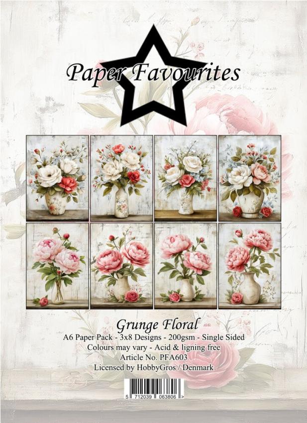 Paper Favourites - Designpapier "Grunge Floral" Paper Pack A6 - 24 Bogen