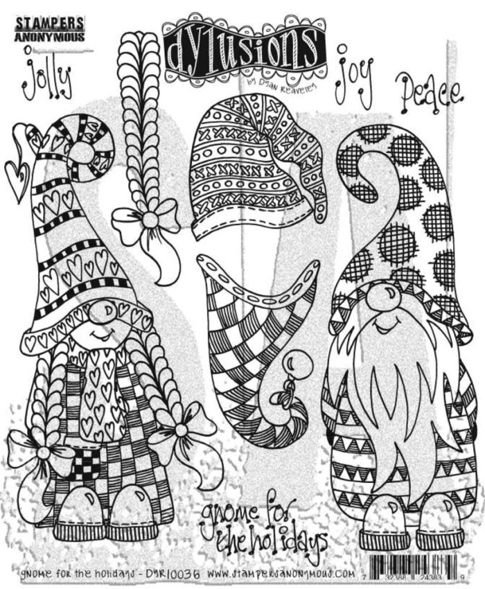 Stampers Anonymous - Gummistempelset "Gnome For The Holidays" Dylusions Cling Stamp Design by Dyan Reaveley