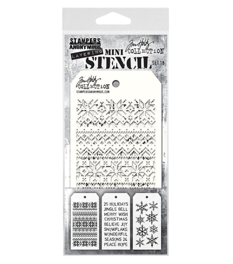 Stampers Anonymous - Schablone "Set #18" Layering Mini Stencil Design by Tim Holtz