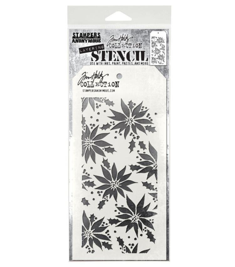 Stampers Anonymous - Schablone "Poinsettia" Layering Stencil Design by Tim Holtz
