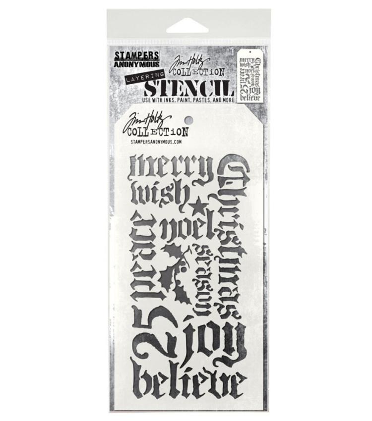 Stampers Anonymous - Schablone "Holiday Script" Layering Stencil Design by Tim Holtz