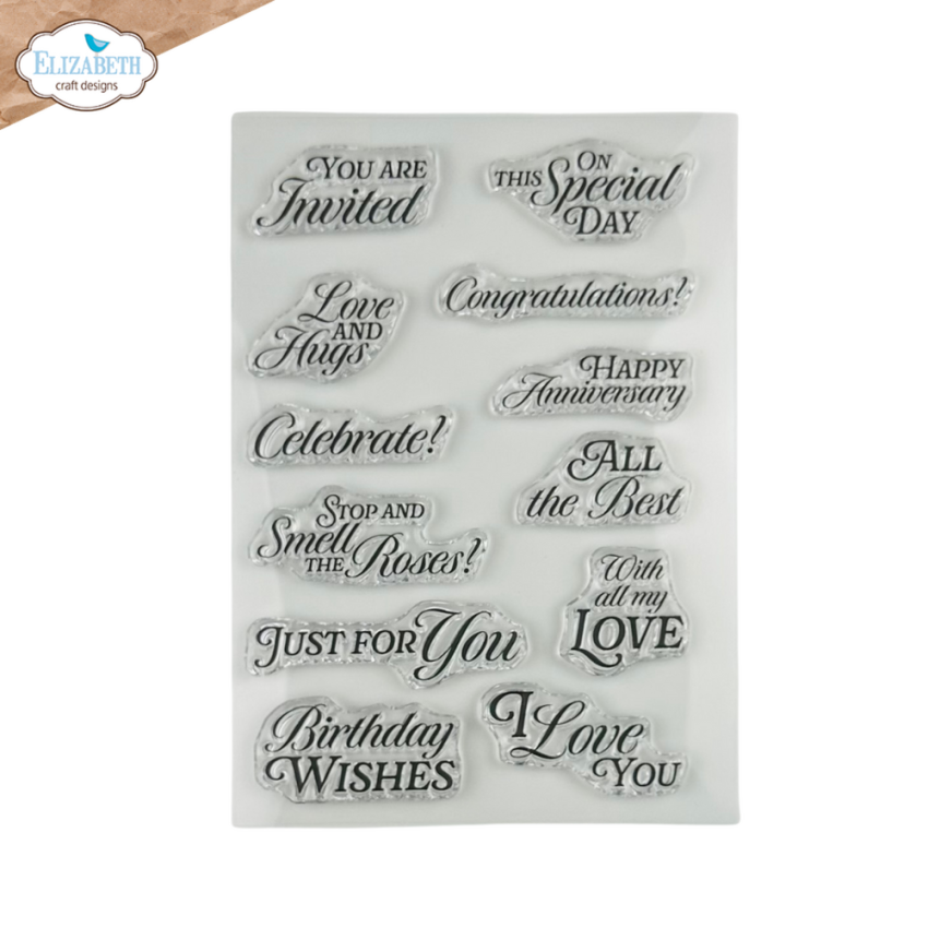Elizabeth Craft Designs - Stempelset "Bohemian Rose Sentiments " Clear Stamps