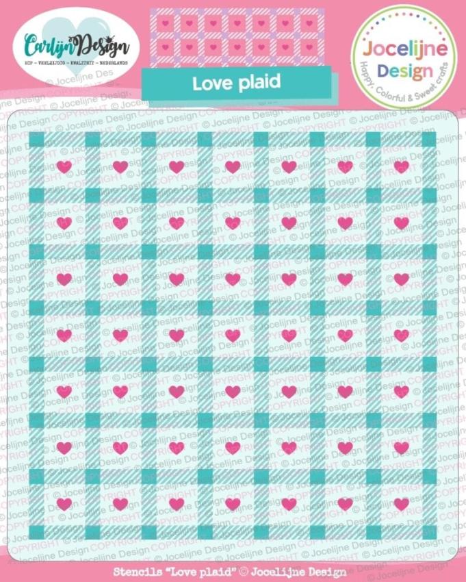 Carlijn Design - Schablone 15x15cm "Love Plaid" Stencil