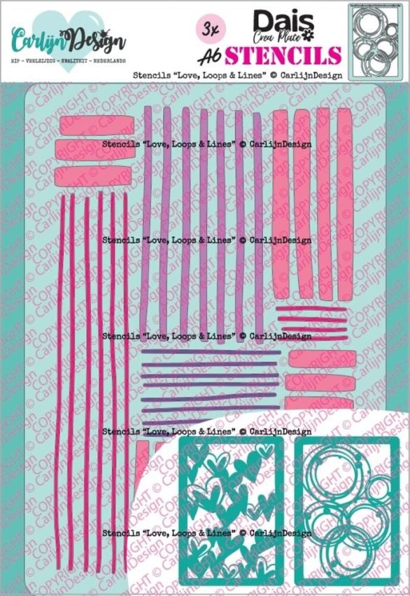 Carlijn Design - Schablone A6 "Love, Loops & Lines" Stencil