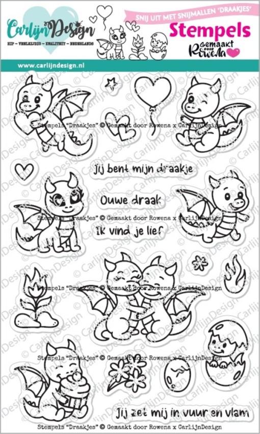 Carlijn Design - Stempelset "Draakjes" Clear Stamp 