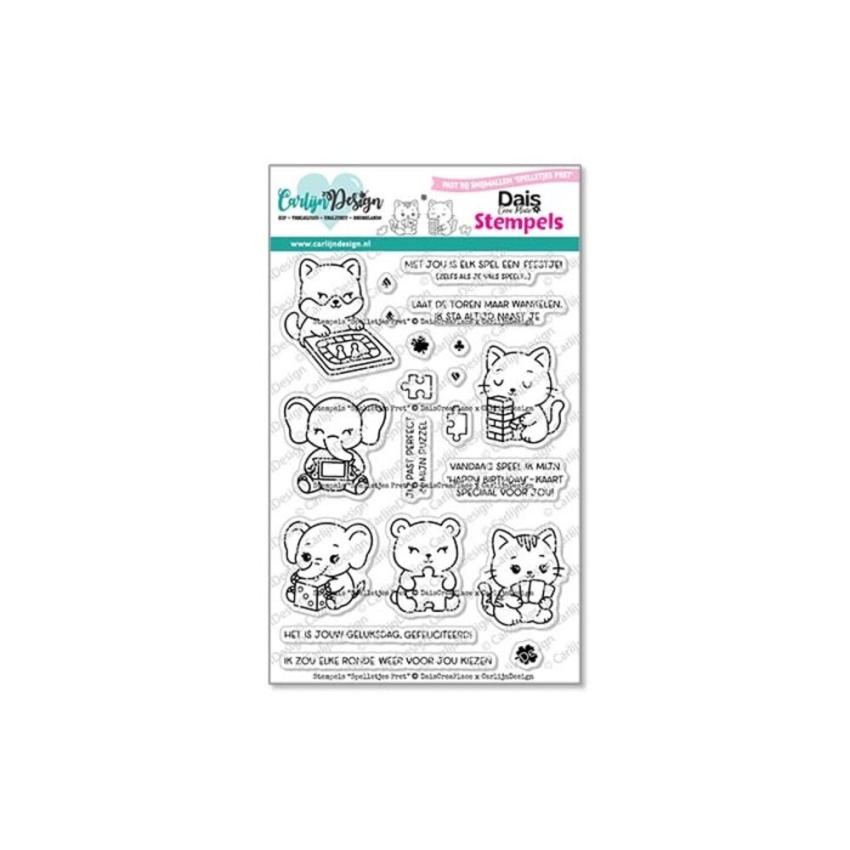 Carlijn Design - Stempelset "Spelletjes Pret " Clear Stamp 