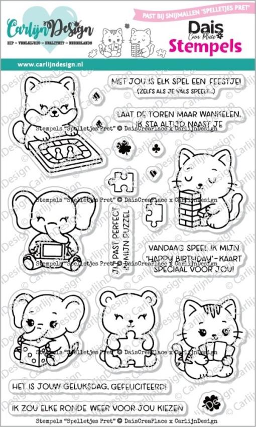 Carlijn Design - Stempelset "Spelletjes Pret " Clear Stamp 