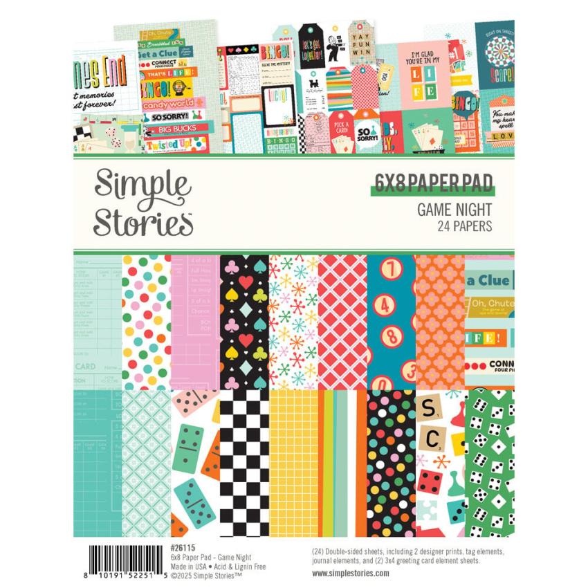 Simple Stories - Designpapier "Game Night" Paper Pack 6x8 Inch - 24 Bogen