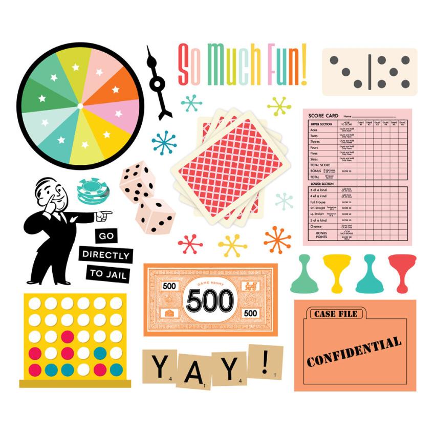 Simple Stories - Stanzteile "Game Night" Big Bits & Pieces 