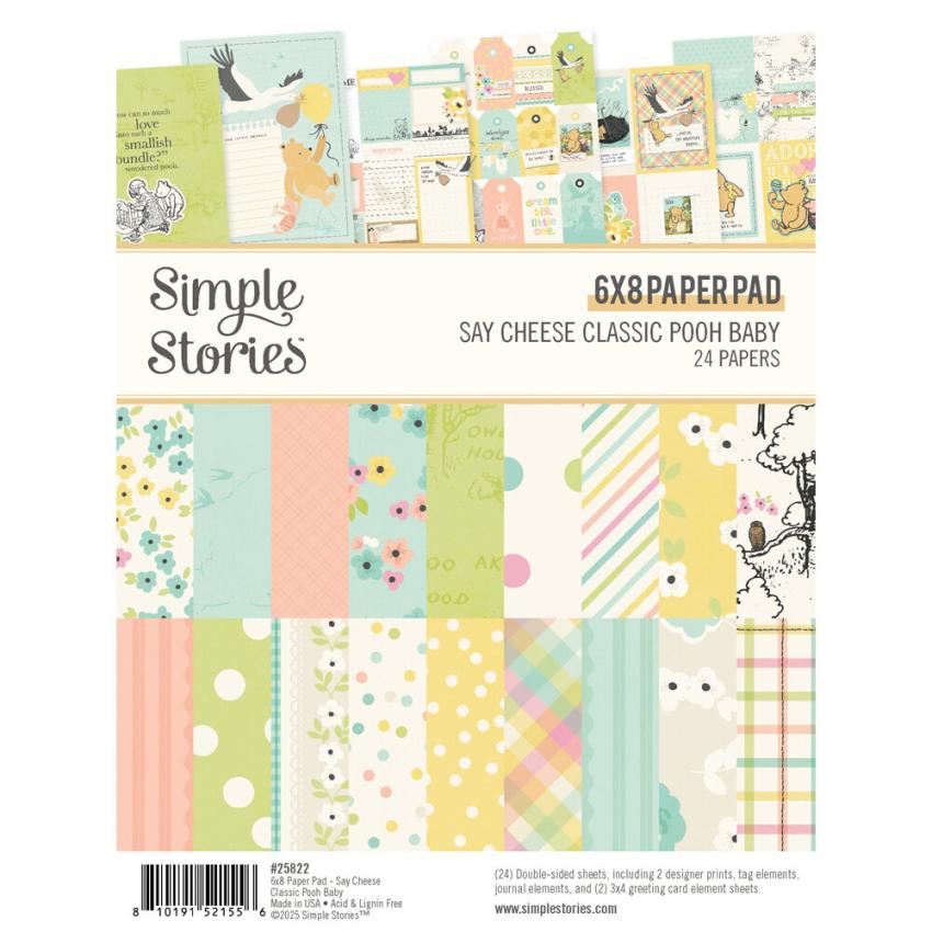 Simple Stories - Designpapier "Say Cheese Classic Pooh Baby" Paper Pack 6x8 Inch - 24 Bogen