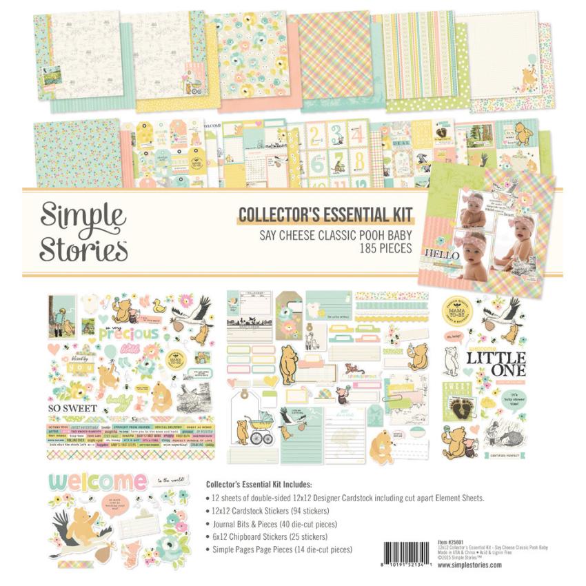 Simple Stories - Collectors Essential Kit "Say Cheese Classic Pooh Baby" 12 Bogen Designpapier