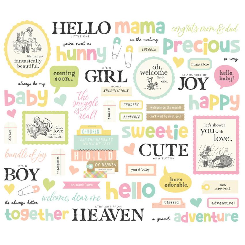Simple Stories - Stanzteile "Say Cheese Classic Pooh Baby" Sentiment Bits & Pieces 