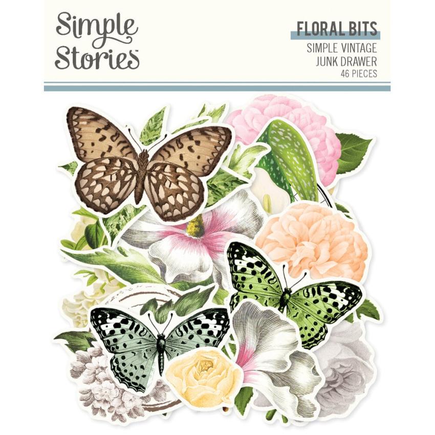 Simple Stories - Stanzteile "Vintage Junk Drawer" Floral Bits & Pieces 