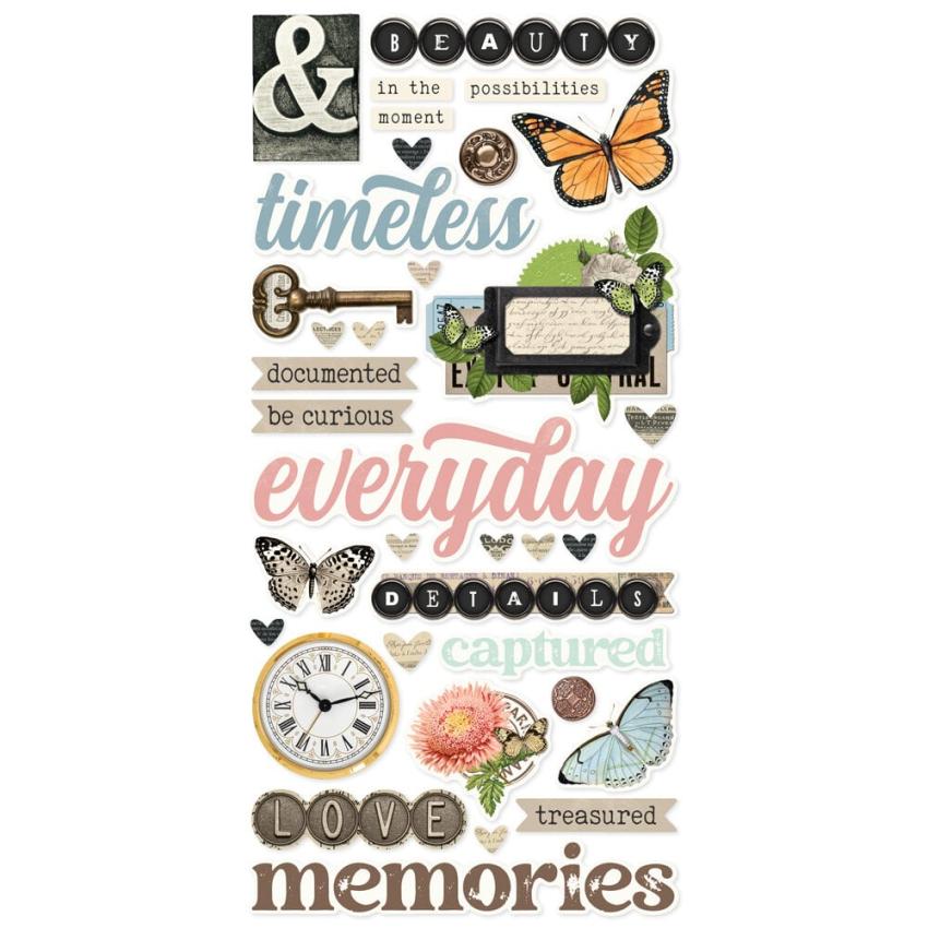 Simple Stories - Aufkleber "Vintage Junk Drawer" Foam Sticker