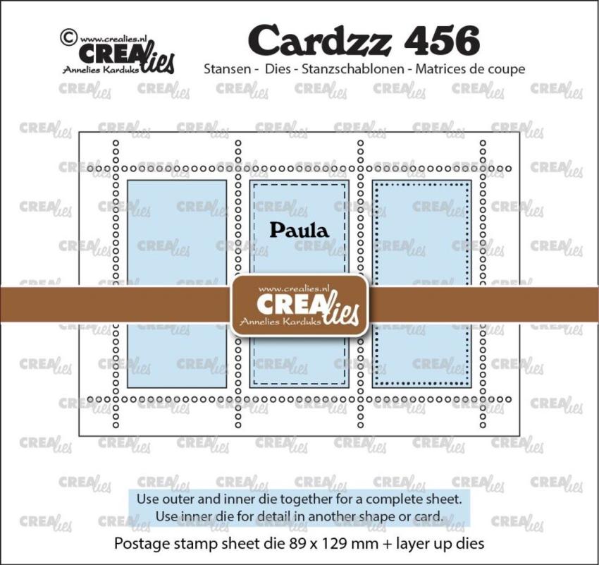 Crealies - Stanzschablone "No. 456 Postage Stamp Sheet Rectangle Paula with 3 Rectangles" Cardzz Dies
