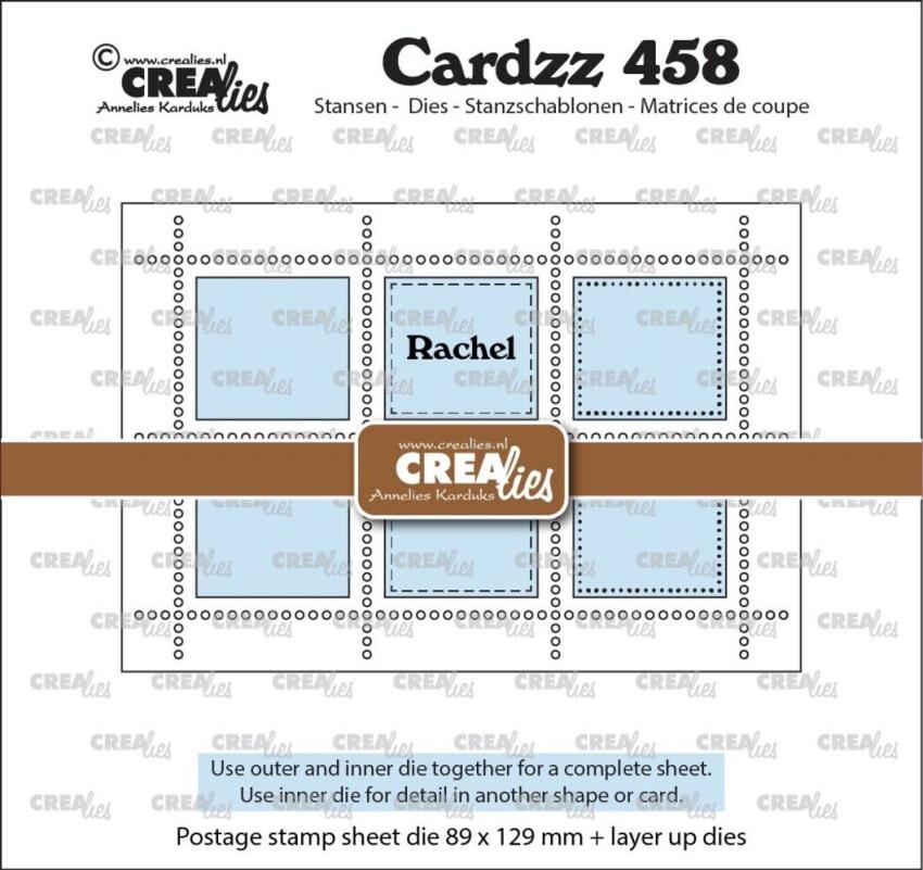 Crealies - Stanzschablone "No. 458 Postage Stamp Sheet Rectangle Rachel with 6 Rectangles" Cardzz Dies