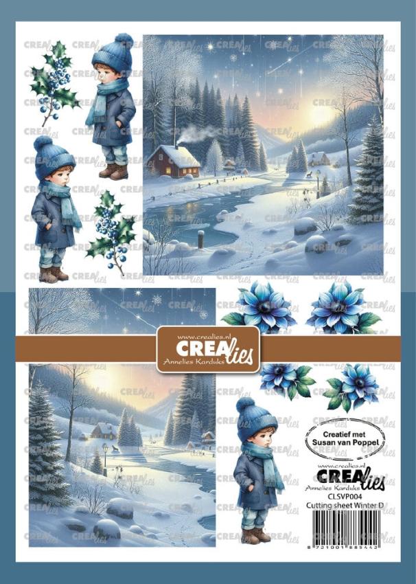 Crealies - Designpapier "Winter D" Cutting Sheets Paper A4 - 8 Bogen