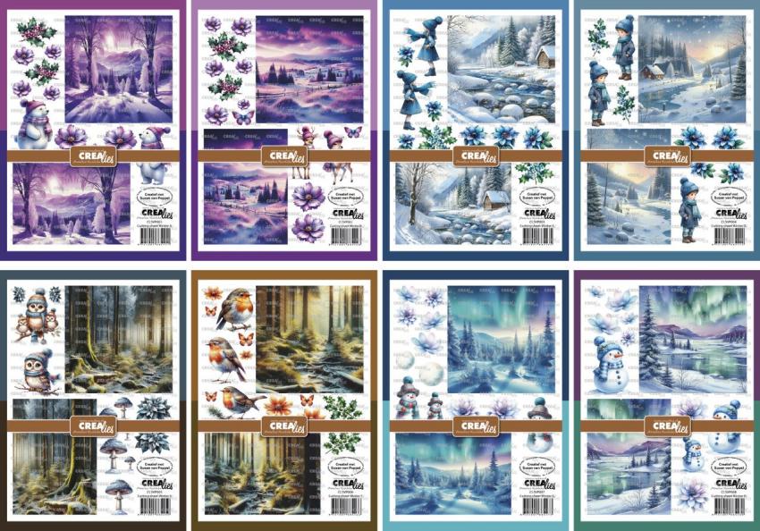 Crealies - Designpapier "Winter A-H" Cutting Sheets Paper A4 - 8 Bogen