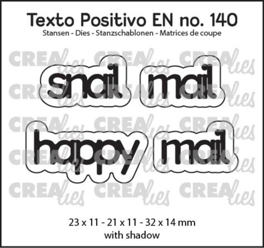 Crealies - Stanzschablone "No. 140 Snail Mail / Happy Mail" Texto Positivo Dies
