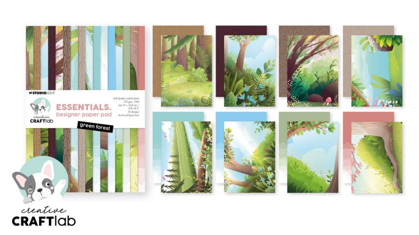 Creative Craft Lab - Studio Light - Designpapier "Green Forest" Paper Pack 21x14,8 cm - 24 Bogen