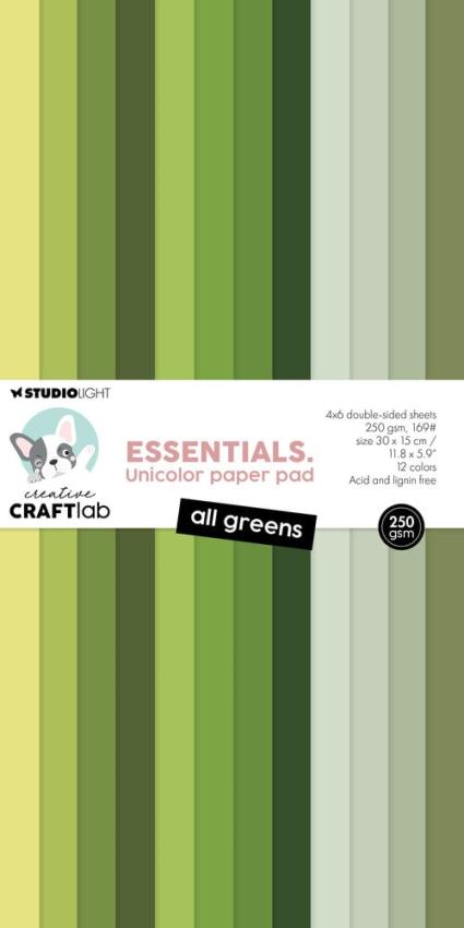 Creative Craft Lab - Studio Light - Cardstock "All Greens" Paper Pack 30x15cm - 24 Bogen