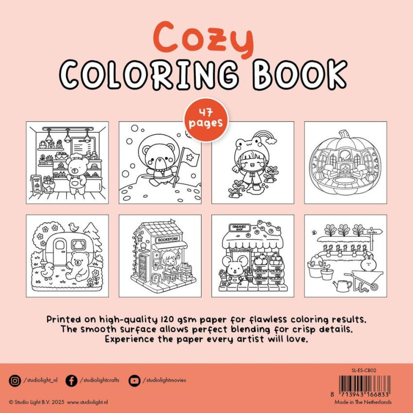 Studio Light - Ausmalbuch "Cozy" Coloring Book 20x20cm