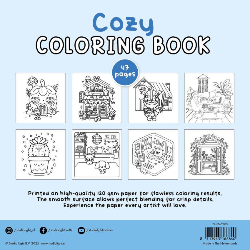 Studio Light - Ausmalbuch "Cozy 2" Coloring Book 20x20cm
