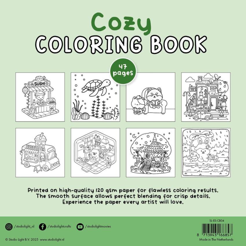 Studio Light - Ausmalbuch "Cozy 3" Coloring Book 20x20cm