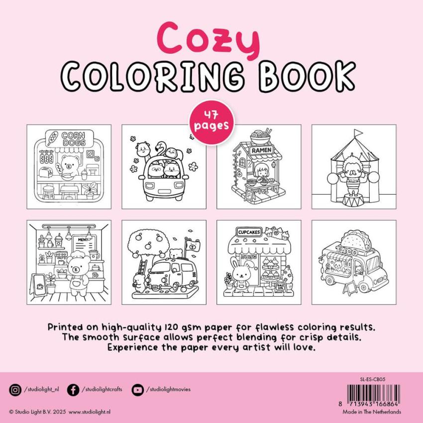 Studio Light - Ausmalbuch "Cozy 4" Coloring Book 20x20cm