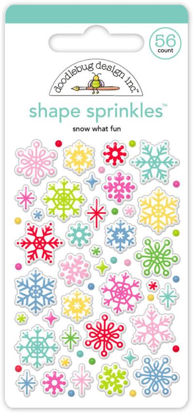 Doodlebug Design - Epoxy Sticker "Snow What Fun" Shape Sprinkles