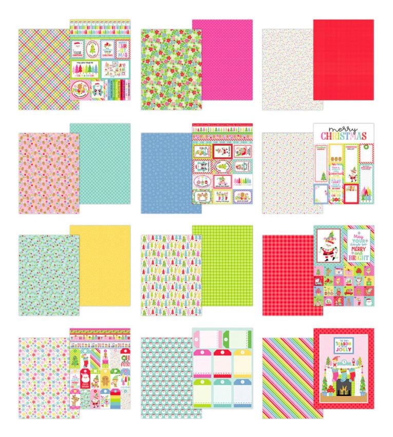 Doodlebug Design - Designpapier "Oh What Fun" Paper Pack 6x8 Inch - 24 Bogen