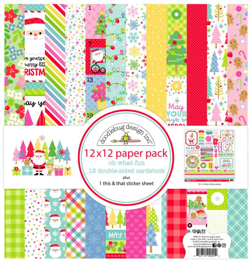 Doodlebug Design - Designpapier  "Oh What Fun " Paper Pack 12x12 Inch - 12 Bogen