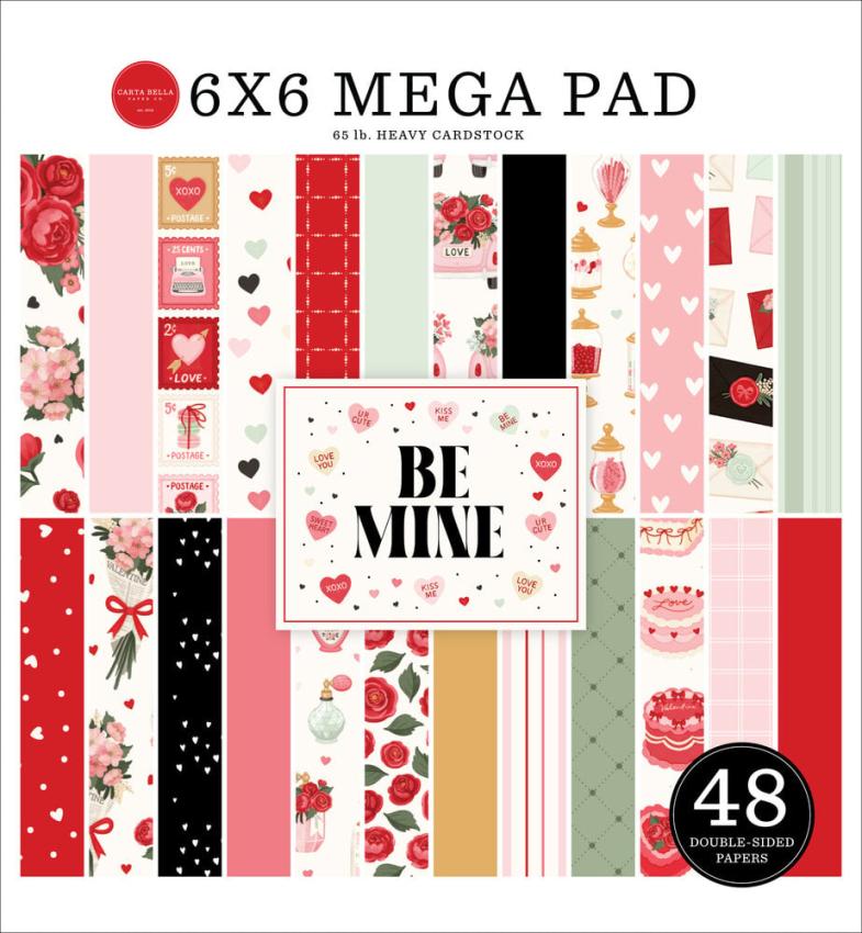 Carta Bella - Designpapier "Be Mine" Cardmakers Mega Pad 6x6 Inch - 48 Bogen