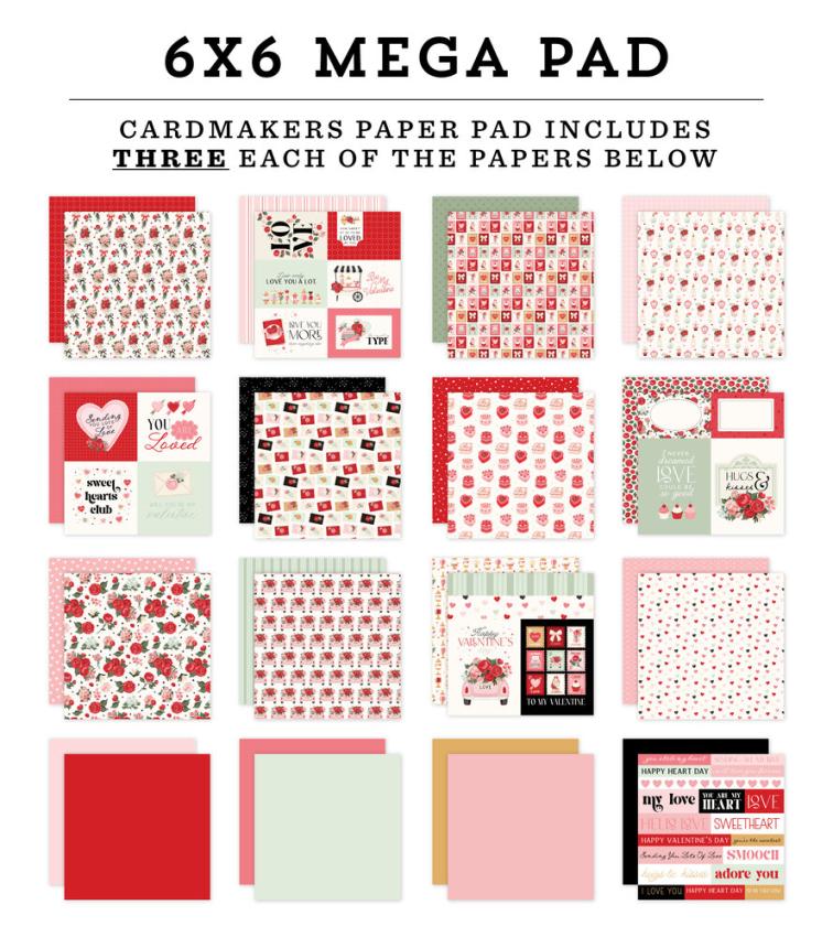 Carta Bella - Designpapier "Be Mine" Cardmakers Mega Pad 6x6 Inch - 48 Bogen