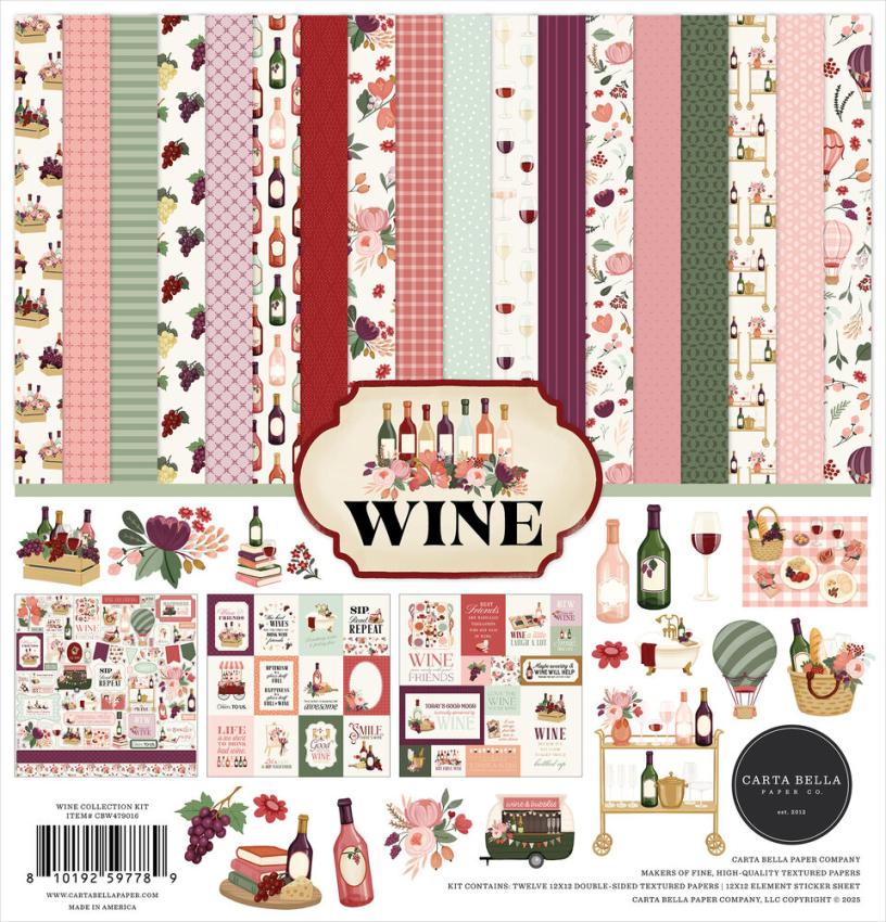 Carta Bella - Designpapier "Wine" Collection Kit 12x12 Inch - 12 Bogen  